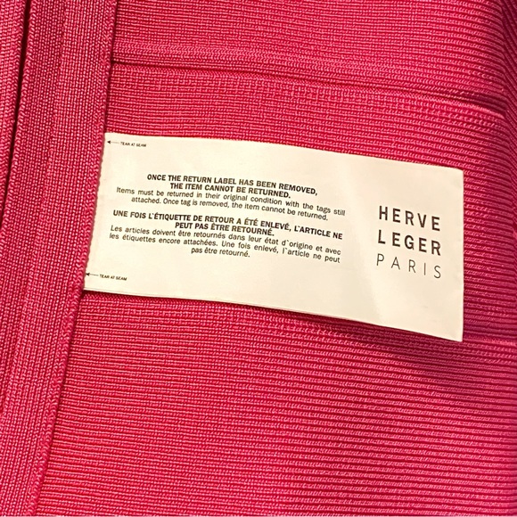 Herve Leger hot pink U shaped bodycon bandage mini dress - Picture 10 of 12